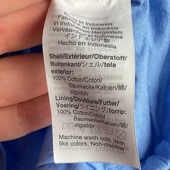 J Crew Womens Pure Cotton Scalloped Cutout A Line Dress Baby Blue Size 16 AK926 - Picture 7 of 8